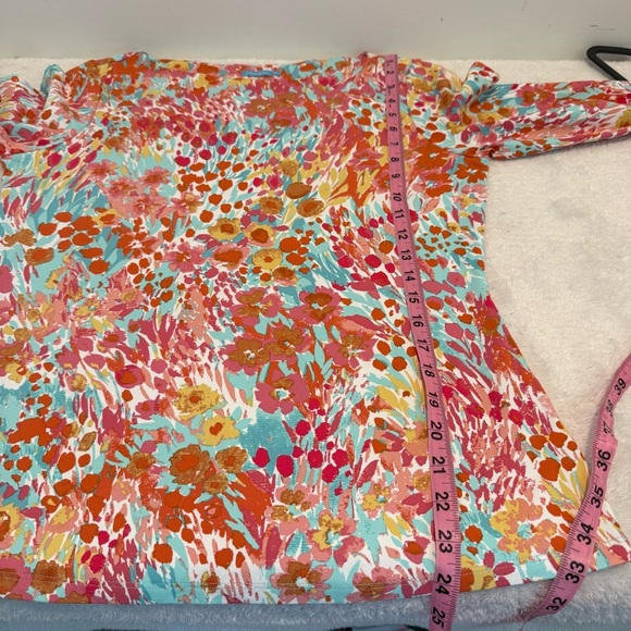 J. Mclaughlin Catalina Cloth 3/4 Sleeve Crewneck Floral Top Size M - Picture 7 of 7
